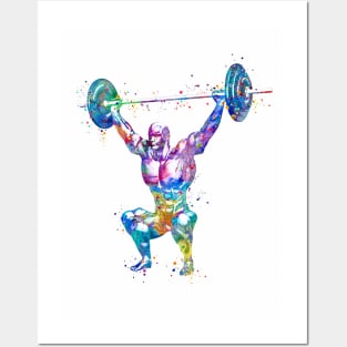 Weightlifter Muscles Anatomy Colorful Watercolor Posters and Art